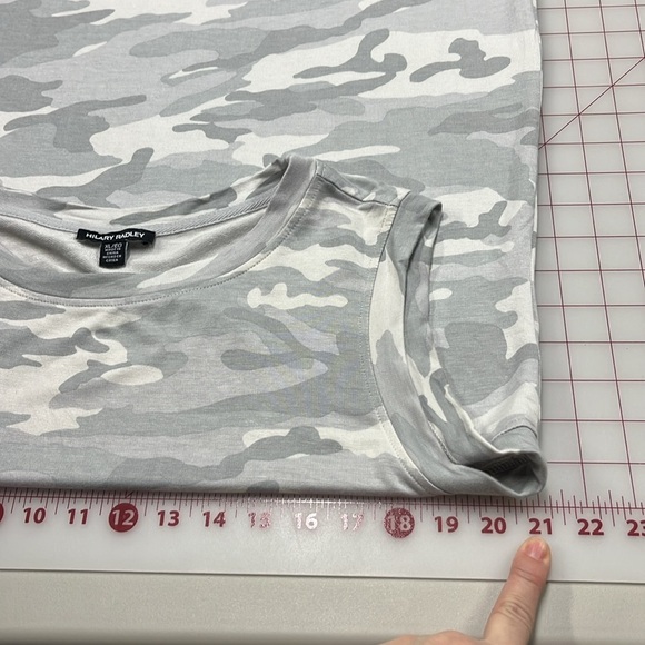 HILARY RADLEY Grey/WHT Camo Crew Side Slit SLVless Beachy Minimal Midi Dress XL - Picture 15 of 16